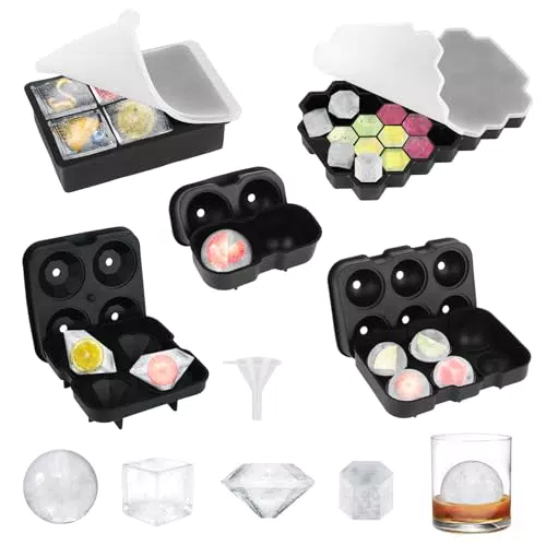 Silikon Eiswürfelform mit Deckel, stapelbare Eiswürfelbehälter für Cocktails & Whisky