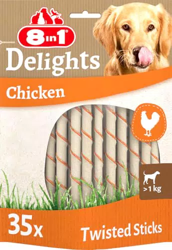8in1 Delights Chicken Twisted Sticks – Gesunde Kaustangen für Hunde