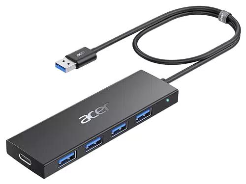 Acer USB 3.0 Hub mit USB-C Power, 4-Port Adapter für PC, MacBook, iMac