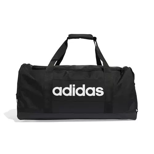 adidas Unisex Essentials Linear Duffel Bag, Dark Blue/White