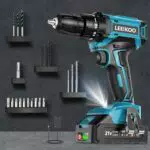LEEIKOO 21V Akkuschrauber mit 2-Gang, LED Licht und Zubehör für Haus & Garten