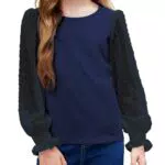 Arshiner Langarmshirt für Mädchen mit gesmokten Rüschenmanschetten