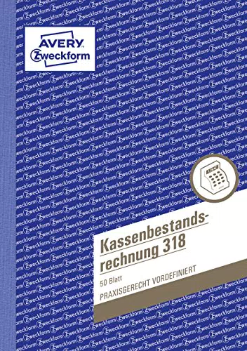 AVERY Zweckform 318 Kassenbestandsrechnung A5 – Buchhaltung & Tageseinnahmen DE/AT