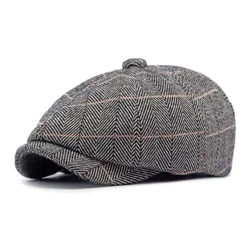 besbomig Herren Schiebermütze Tweed im Gatsby Newsboy Stil für Frühling & Herbst