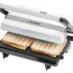 Bestron Kontaktgrill mit Auffangschale, Sandwichmaker mit Cool-Touch-Handgriff