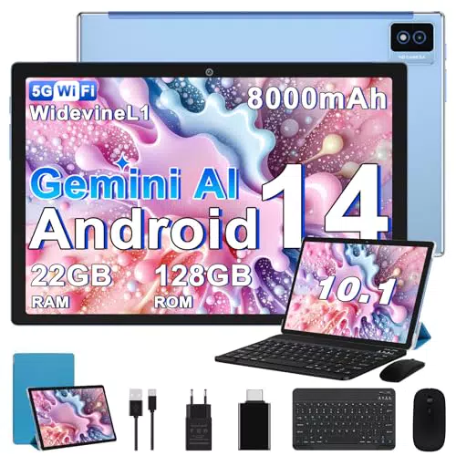 BIEGEDY Tablet 10 Zoll Octa-Core, 22GB RAM, 128GB ROM, 8000mAh, 5G WLAN, GMS