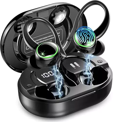 Kabellose Bluetooth 5.4 Sport Kopfhörer mit ENC Noise Cancelling, In-Ear, IP7