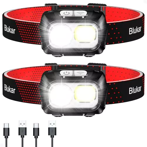 Blukar LED Stirnlampe 2000 Lumen, dimmbar, wasserdicht, für Joggen und Camping