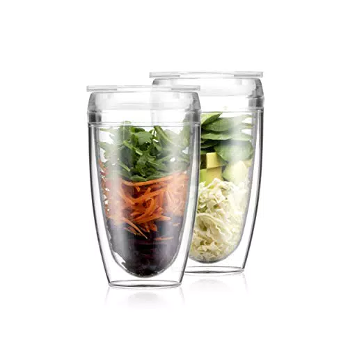 Bodum Pavina To Go doppelwandiger Kaffeebecher aus Kunststoff mit Deckel