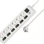 Brennenstuhl Steckdosenleiste einzeln schaltbar 6-Fach mit 2-poligen Schaltern weiß & Eco-Line