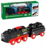 BRIO World 33884 Batterie-Dampflok mit Wassertank & World 33683 - Hängebrücke - Eisenbahnzubehör für die BRIO Holzeisenbahn - Kleinkinderspielzeug empfohlen für Kinder ab 3 Jahren