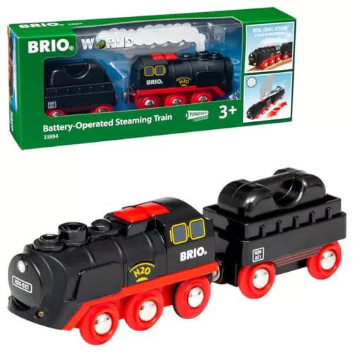 BRIO World 33884 Batterie-Dampflok mit Wassertank & World 33683 - Hängebrücke - Eisenbahnzubehör für die BRIO Holzeisenbahn - Kleinkinderspielzeug empfohlen für Kinder ab 3 Jahren