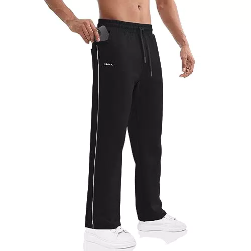BROKIG Herren Laufhose mit offenem Beinabschluss und Taschen, bequeme Sporthose
