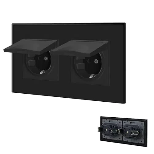 BSEED Unterputz Steckdose mit wasserdichter Abdeckung und Kristallglas-Platte