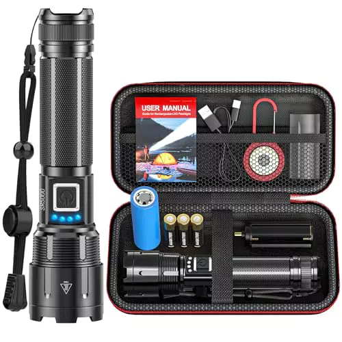 BUCASA LED Taschenlampe XHP70.2 Aufladbar, extrem hell, wasserdicht, USB