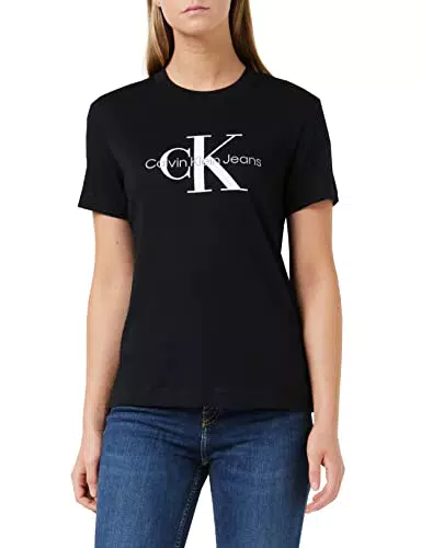 Calvin Klein Jeans Damen T-Shirt Kurzarm Core Monologo Rundhals Baumwolle