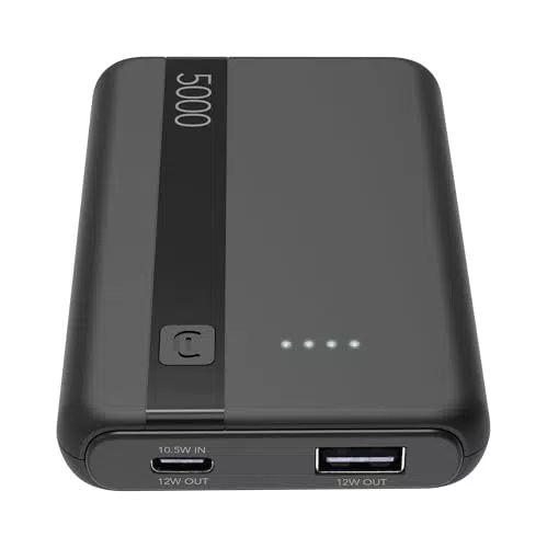 Cellularline Power Bank 5000mAh mit USB-C & USB Schnellladefunktion, LED-Anzeige