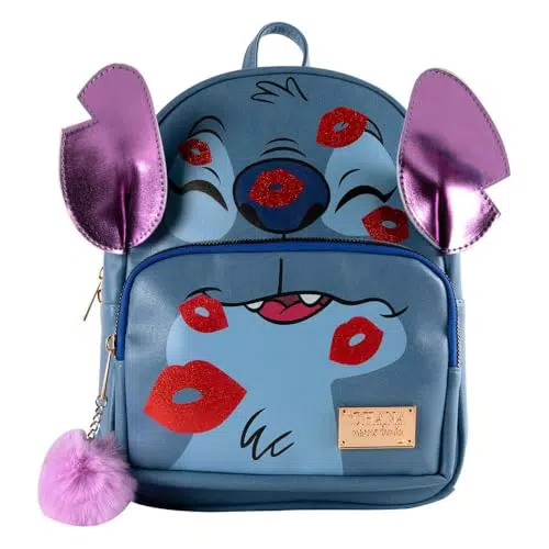 Cerdà Disney Lilo & Stitch Rucksack aus Kunstleder mit Stitch Küsschen Motiv