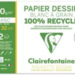 Clairefontaine 96144C Zeichenpapier Mappe DIN A4+ aus 100% Recyclingpapier