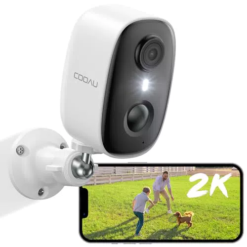 COOAU 2K WLAN Überwachungskamera Outdoor & Indoor, Akku, Nachtsicht, IP65, Audio