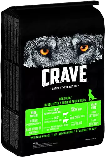 CRAVE Hundefutter ohne Getreide – Natürliches Lamm & Rind, hoher Proteingehalt