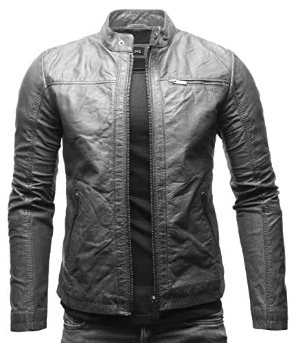 Crone Epic Herren Lederjacke – Cleane Basic Lederjacke aus hochwertigem Rindsleder