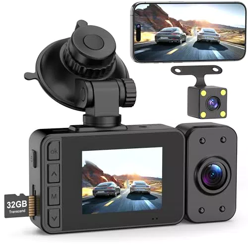 Ginarelo Dashcam Auto 1080P mit WLAN, G-Sensor & Parküberwachung, Nachtsicht