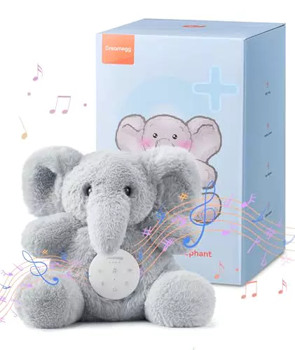 Dreamegg Einschlafhilfe Baby mit Soundmodul und Aufnahmefunktion – Kuscheltier Elefant