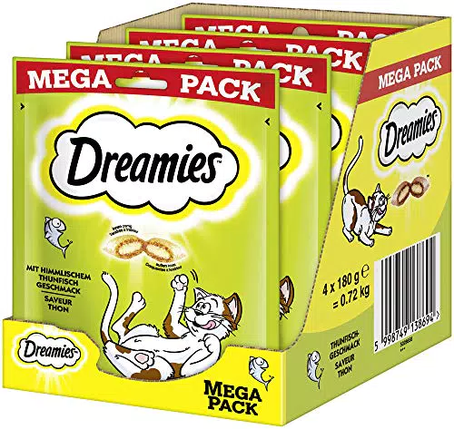 DREAMIES Katzensnacks mit Thunfisch – Knusprige Leckerlies mit zarter Füllung