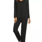 Ekouaer Damen Langarm Pyjama Set V-Ausschnitt Nachtwäsche Meerjungfrau