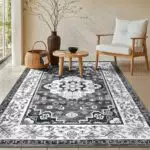 Enyhom Teppich Kurzflor waschbar Vintage Boho rutschfest für Wohnzimmer & Schlafzimmer