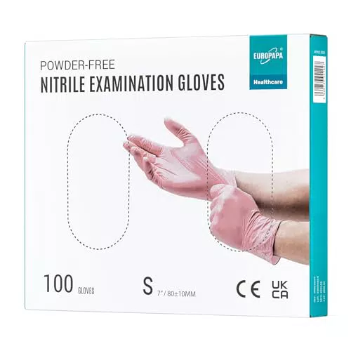 EUROPAPA 100x Nitrilhandschuhe Einweghandschuhe Einmalhandschuhe Untersuchungshandschuhe Nitril Handschuhe puderfrei ohne Latex unsteril latexfrei disposible gloves