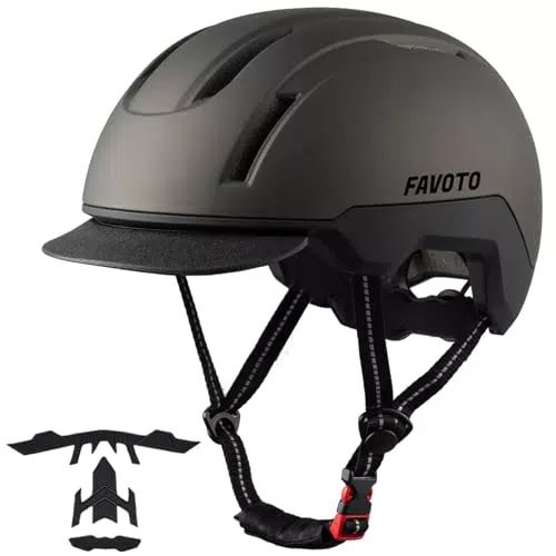 Favoto Fahrradhelm Urban mit Schirm Leicht - Double Inmould Technologie City Scooter Helm Erwachsene für Damen Herren L Verstellbar Orange Schwarz