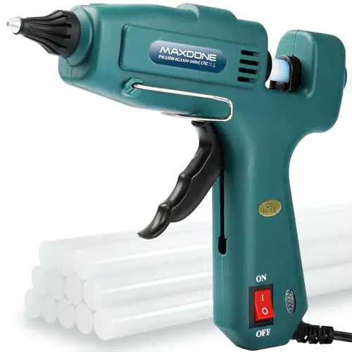 Feuerfest 100W Heißklebepistole Große, Heissklebepistole mit 12 Stück Heißklebestiften 11mm x 220mm