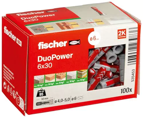 fischer DUOPOWER 8 x 65, Universaldübel, leistungsstarker 2-Komponenten-Dübel