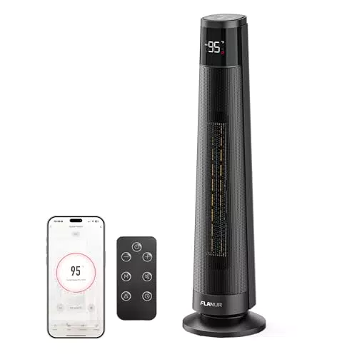 FLANUR Heizlüfter 1500W PTC Keramik, energiesparend, leise, mit Thermostat & Fernbedienung