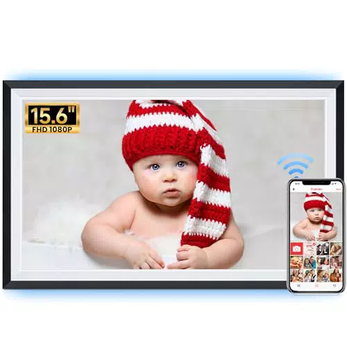 FRAMEO Digitaler Bilderrahmen WLAN 10,1 Zoll mit 32GB Speicher und Touchscreen