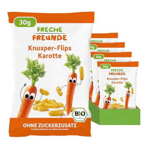 Freche Freunde Bio Knusper-Flips Karotte – Veganer Maissnack ohne Zuckerzusatz