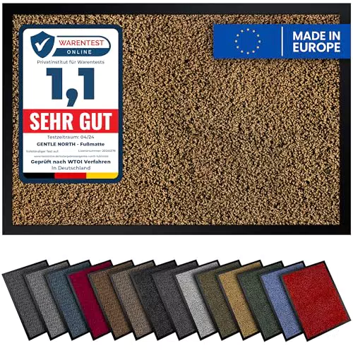 Gentle North Hochwertige Fußmatte Beige Schwarz 40x60cm groß für Innen & Außen - Schmutzfangmatte rutschfest