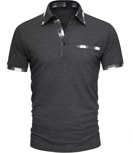 GLESTORE Poloshirt Herren Kurzarm Golf PoloHemd Männer Poloshirts Sommer Polo Hemden T Shirt Hellgrau XX