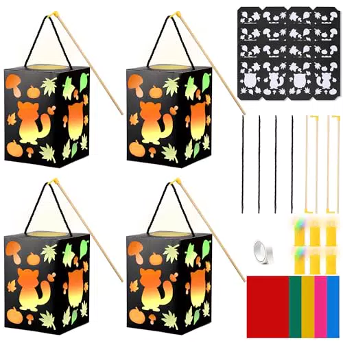 Herenear Laternen Bastelset für Kinder – Sankt Martin Laterne mit LED und Waldtieren