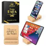 Hinshark Tablet und Handy Ständer aus Holz – Geschenkidee für Papa zu Weihnachten