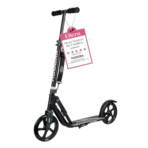 HUDORA BigWheel 205 Scooter - Stabiler Aluminium-Roller - Höhenjustierbarer & zusammenklappbarer Cityroller mit Ständer - Sportlicher Kinder- & Erwachsenenroller für bis zu 100kg