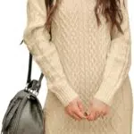 Imily Bela Damen Rollkragen Strickkleid Langarm Bodycon für Herbst und Winter