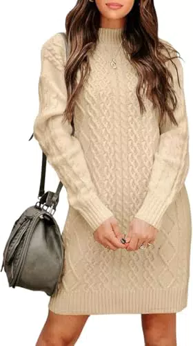 Imily Bela Damen Rollkragen Strickkleid Langarm Bodycon für Herbst und Winter