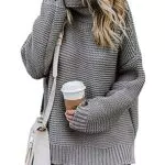 Imuedaen Damen Rollkragenpullover Elegant Langarm Strickpullover Winter Casual