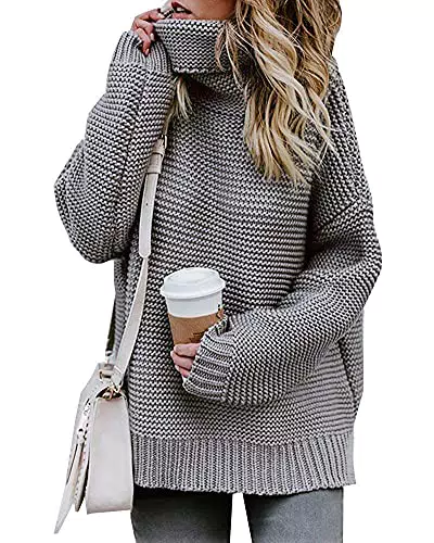 Imuedaen Damen Rollkragenpullover Elegant Langarm Strickpullover Winter Casual