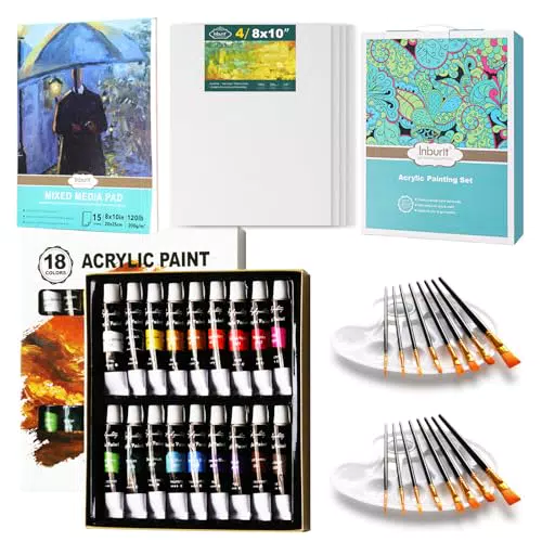 Inburit Acrylfarben Set – Acrylmalerei Zubehör für Erwachsene und Kinder