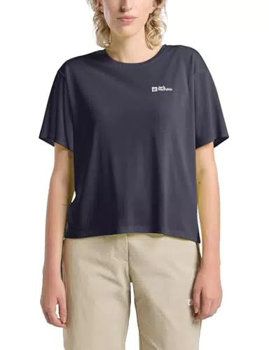 Jack Wolfskin Damen Vonnan Crop W T-Shirt – Outdoor Funktionsshirt für Frauen