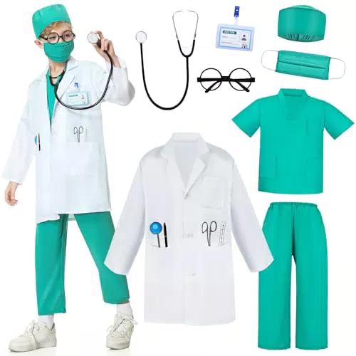 JONRRYIN Arztkostüm für Kinder mit Zubehör – Fasching & Halloween Rollenspiel